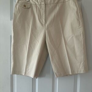 Lands End 100% cotton 12" Bermuda Shorts tan. Size 16.